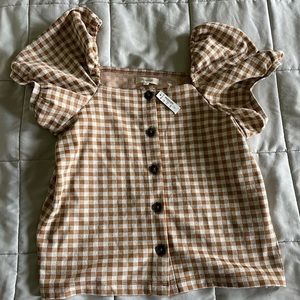 Madewell Gingham Puff Sleeve Top